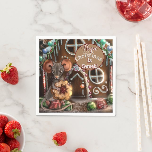 Gingerbread Mouse Christmas Napkins (Insitu)