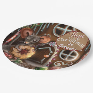 Gingerbread Mouse Christmas Paper Plates