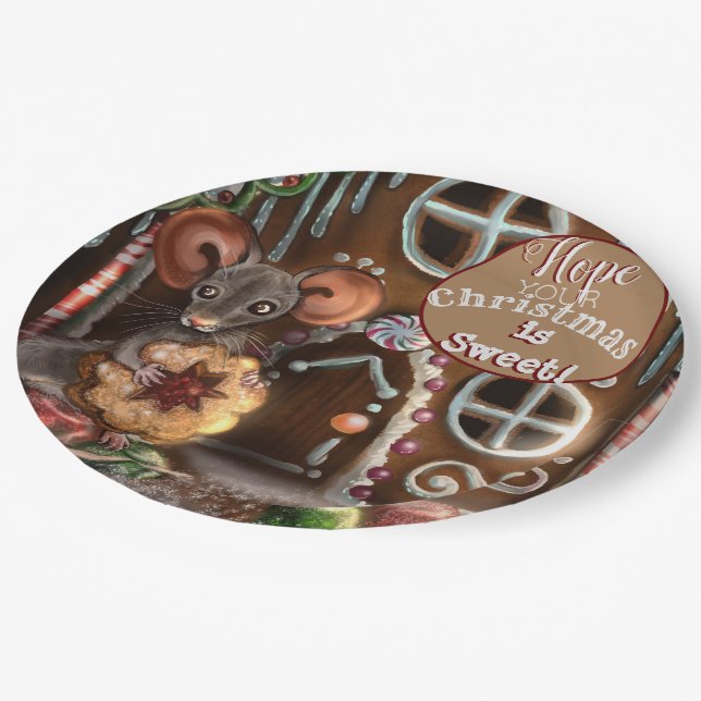 Gingerbread Mouse Christmas  Paper Plates (Angled)