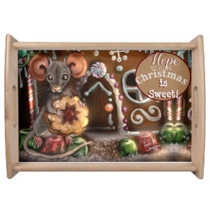 Gingerbread Mouse Christmas Serving Tray