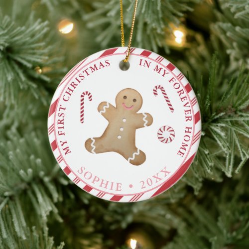 Gingerbread My First Christmas Girl Adoption Gift Ceramic Ornament