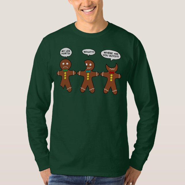Gingerbread My Leg Hurts Funny Long Sleeve T-Shirt (Front)