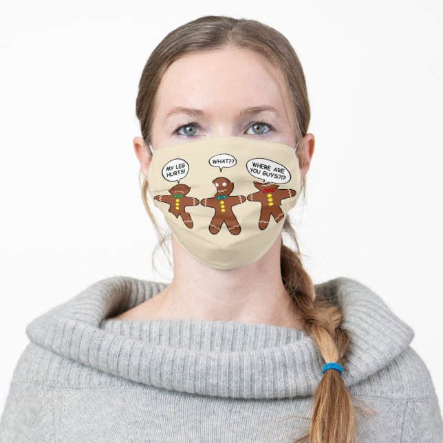 Gingerbread My Leg Hurts Humor Adult Cloth Face Mask (Worn)