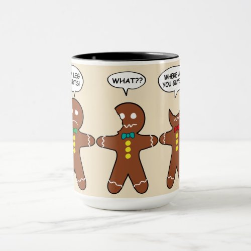 Gingerbread My Leg Hurts Humor Black Mug