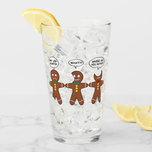 Gingerbread My Leg Hurts Humor Glass