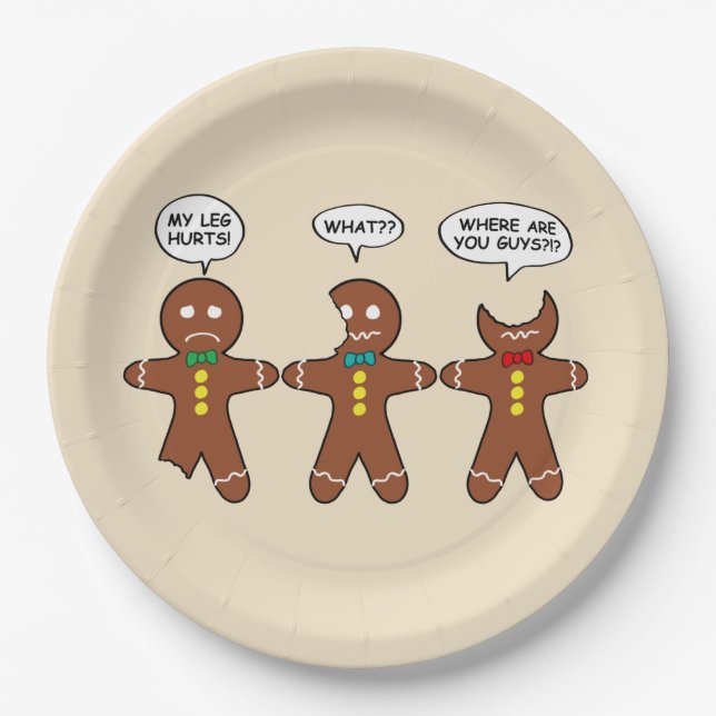 Gingerbread My Leg Hurts Humor Paper Plates (Front)