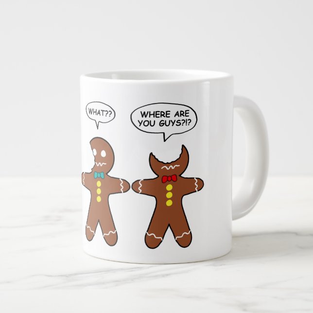 Gingerbread My Leg Hurts Humor White Giant Coffee Mug (Front Right)