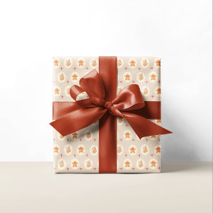 Gingerbread Neutral Pattern Christmas Holiday Wrapping Paper