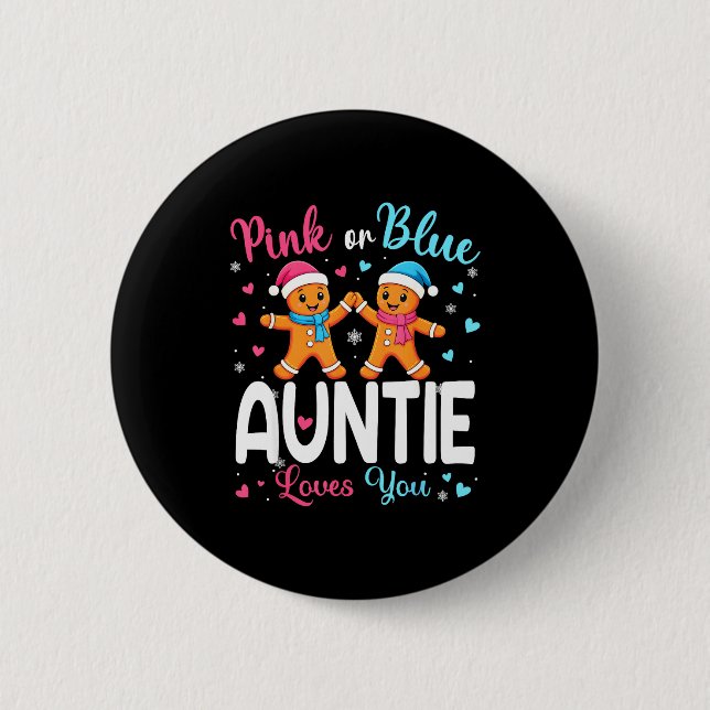Gingerbread Nk Or Blue Auntie Loves You Christmas  Button (Front)