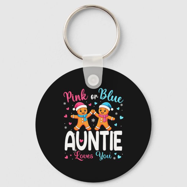Gingerbread Nk Or Blue Auntie Loves You Christmas  Keychain (Front)