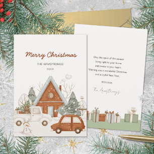 Gingerbread Nordic A-Frame Cabin Christmas Holiday Card