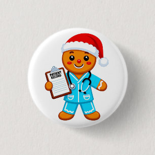 Gingerbread Nurse Christmas 2026 Holiday Healthcar Button