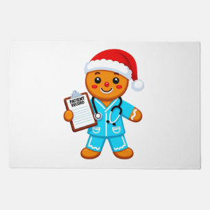 Gingerbread Nurse Christmas 2026 Holiday Healthcar Doormat