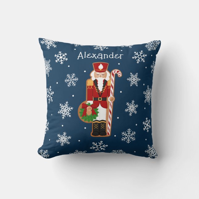 Gingerbread Nutcracker Soldier Throw Pillow (Front)