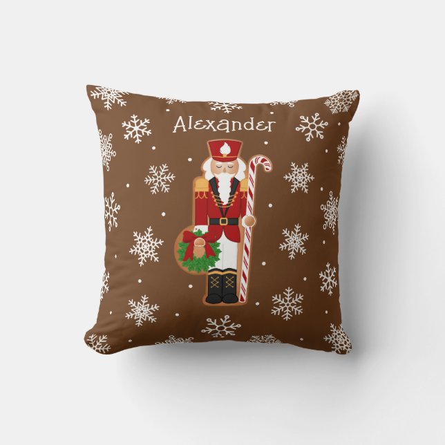 Gingerbread Nutcracker Soldier Throw Pillow (Front)
