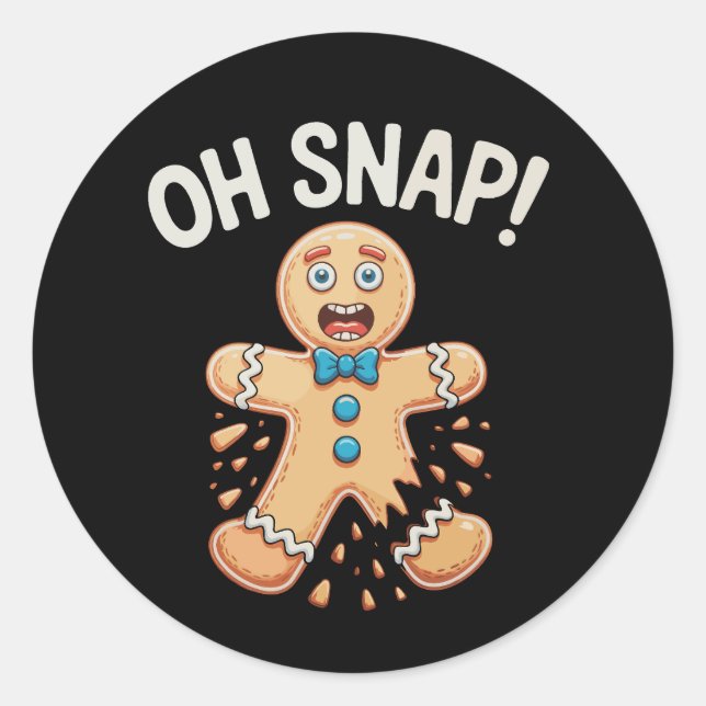 Gingerbread Oh Snap Christmas Cookie Baking Xmas Classic Round Sticker (Front)