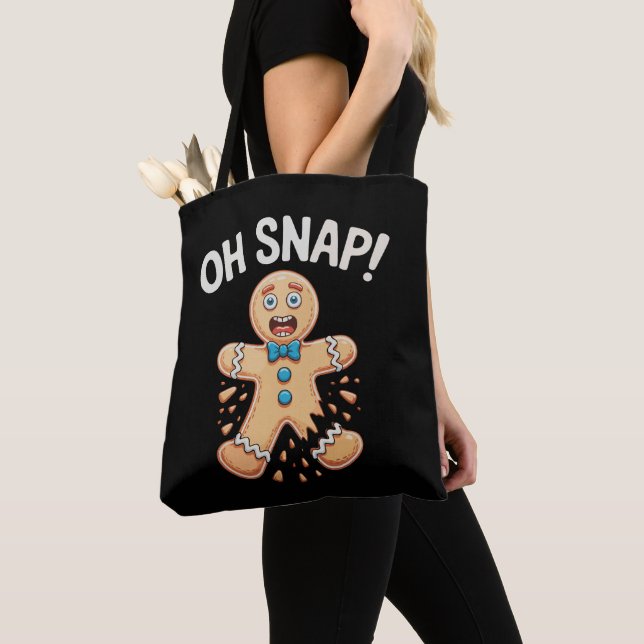 Gingerbread Oh Snap Christmas Cookie Baking Xmas Tote Bag (Close Up)