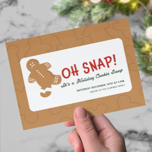Gingerbread "Oh Snap!" Holiday Cookie Swap Postcard