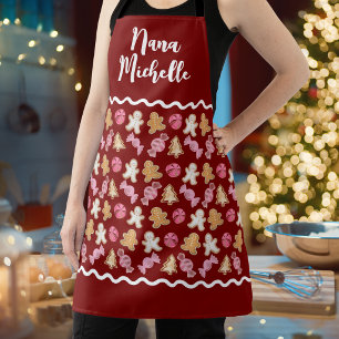 Gingerbread Pattern Cute Custom For Her Baking Apron