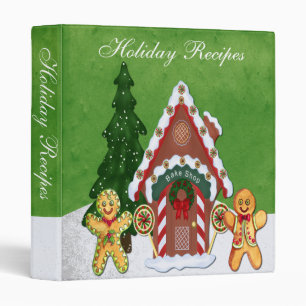 Gingerbread People and House Holiday Recipes 3 Ring Binder