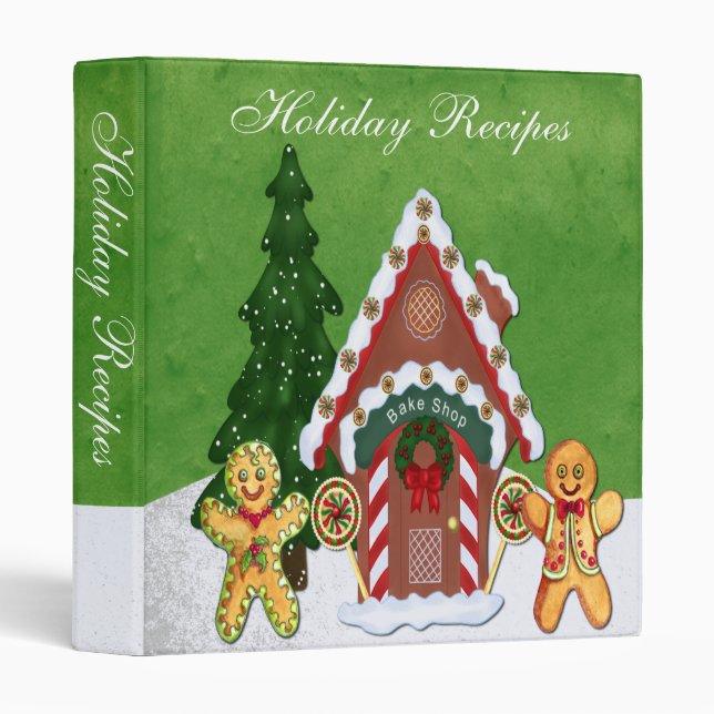 Gingerbread People and House Holiday Recipes 3 Ring Binder (Front/Spine)