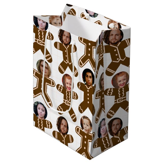 Gingerbread People Friends and Family Holiday Medium Gift Bag (Front Angled)