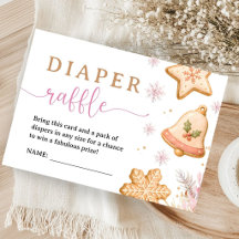 Gingerbread Pink Christmas Cookie Diaper Raffle