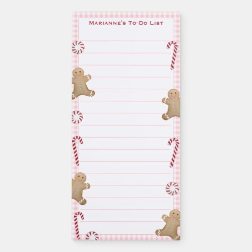 Gingerbread Pink Red Shopping Or To Do List Magnetic Notepad