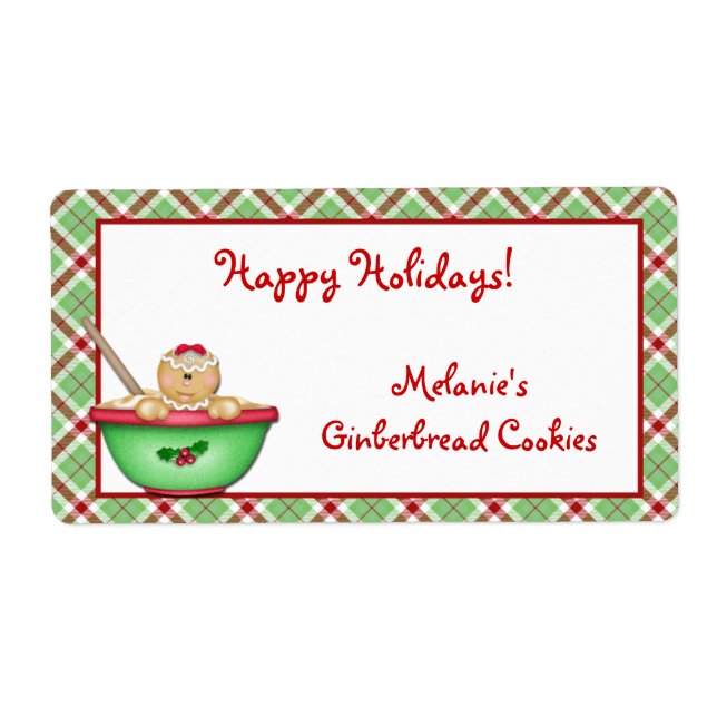 Gingerbread Plaid Label (Front)