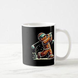 Gingerbread Playing Golf Ball Christmas Golf Lover Coffee Mug
