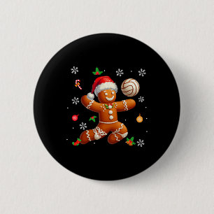 Gingerbread Playing Volleyball Christmas Player Ki Button