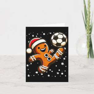 Gingerbread Plays Soccer Bicycle Kick, Cookie Chri Card