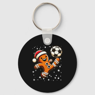 Gingerbread Plays Soccer Bicycle Kick, Cookie Chri Keychain