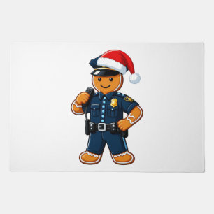 Gingerbread Police Officer Christmas 2026 Holiday Doormat