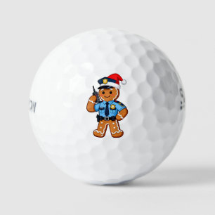 Gingerbread Police Officer Christmas 2026 Holiday Golf Balls