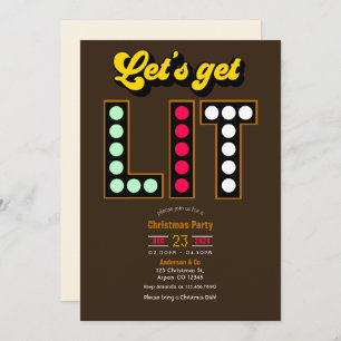 Gingerbread Pop Lets Get Lit Retro Christmas Party Invitation