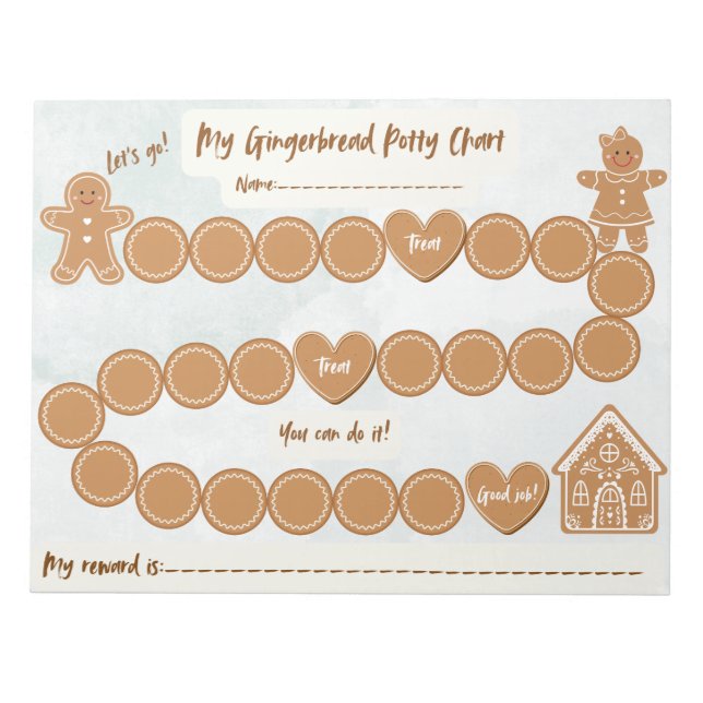 Gingerbread Potty Training Chart Notepad (Front)
