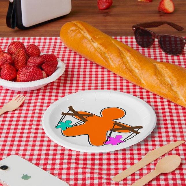 Gingerbread Puppet Master Controlling Characters Paper Plates (Creator Uploaded)