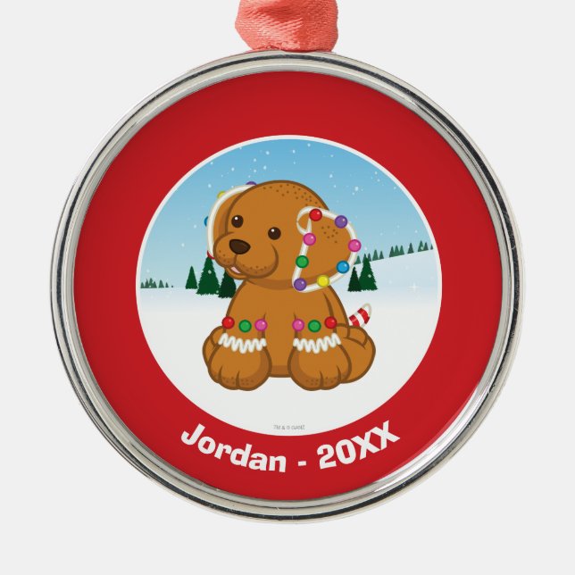 Gingerbread Puppy Metal Ornament (Front)