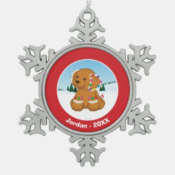Gingerbread Puppy Snowflake Pewter Christmas Ornament by webkinz at Zazzle