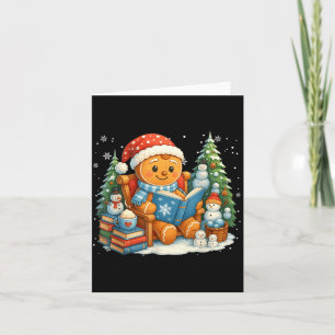 Gingerbread Reading Book Lovers Christmas Bookworm Card