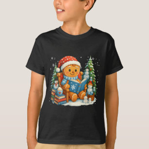 Gingerbread Reading Book Lovers Christmas Bookworm T-Shirt