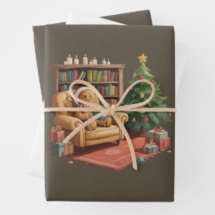 Gingerbread Reading Books Christmas Teacher Wrapping Paper Sheets