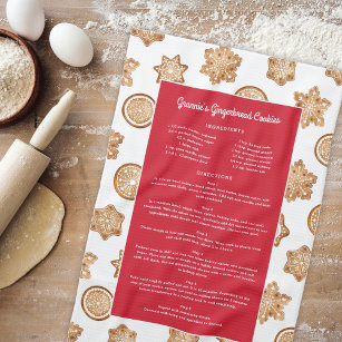 Gingerbread Recipe Sweet Christmas Keepsake Gift Kitchen Towel