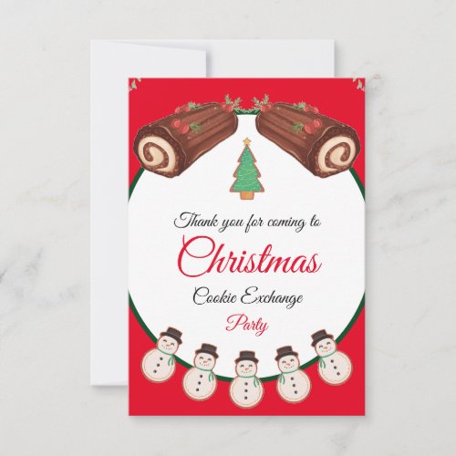 Gingerbread red baking christmas cookie exchange thank you card