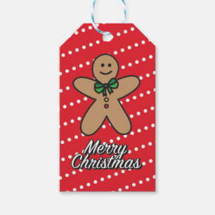 Gingerbread Red Fun Christmas Gift Tags