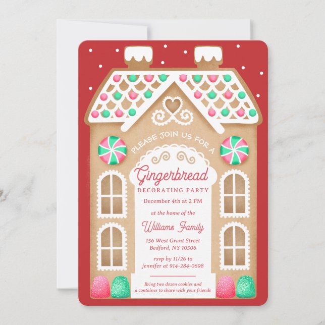 Gingerbread Red Party Invitation (Front)