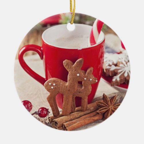 Gingerbread Reindeer Cookies Ceramic Ornament