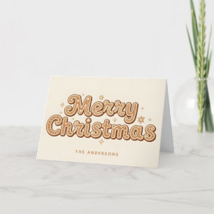 Gingerbread Retro Script Merry Christmas Holiday Card
