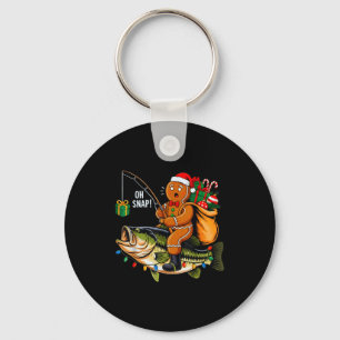 Gingerbread Riding B Fish Christmas Fishing Xmas P Keychain